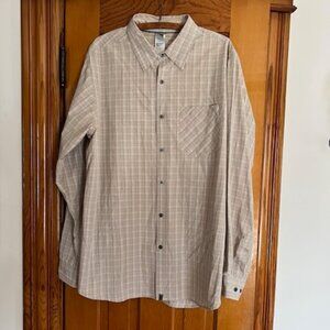 The North Face  Plaid Beige Long Sleeve Button Front Shirt  Men's Size XL